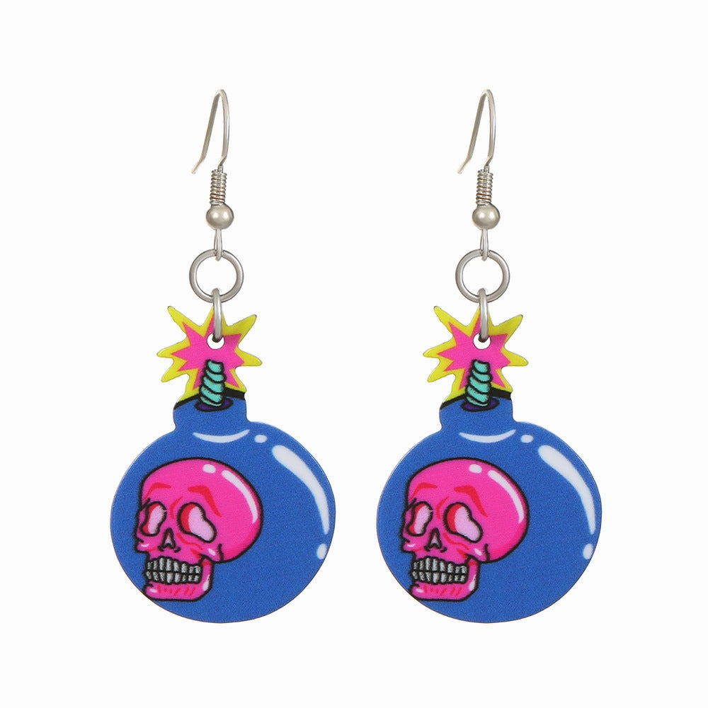 Wholesale Halloween series Bat Skeleton Acrylic Earrings
