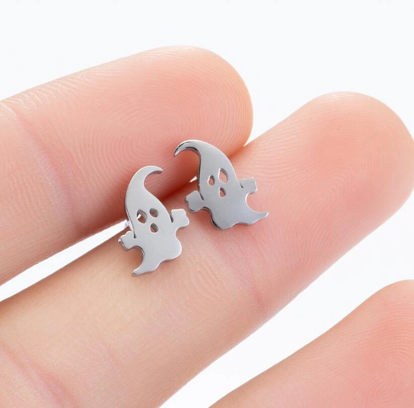 Wholesale Halloween Stainless Steel Cute Pumpkin Ghost Christmas Earrings
