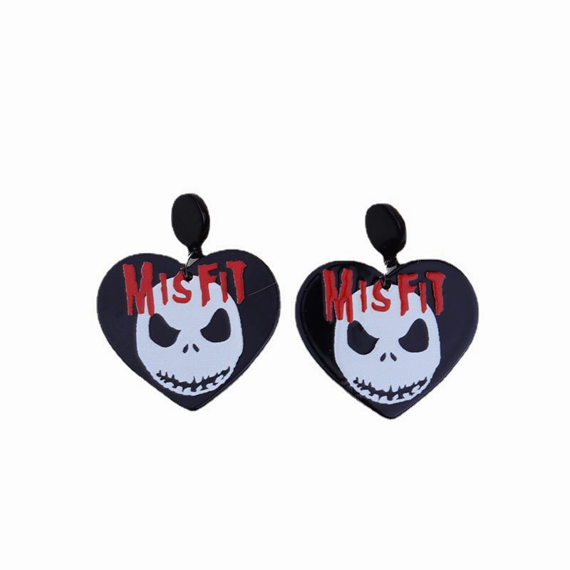 Wholesale Hand Paw Skull Gold Acrylic Earrings