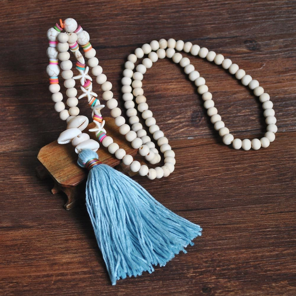 Wholesale  handmade string wooden bead necklace