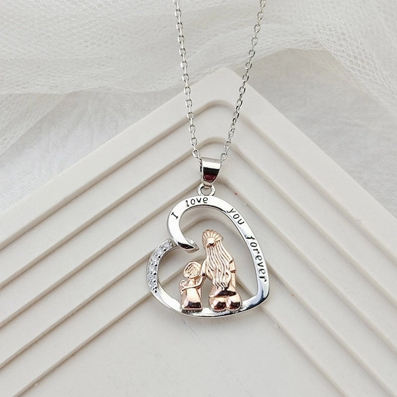 Wholesale Heart Shaped Mother's Day Mother and Daughter Necklace