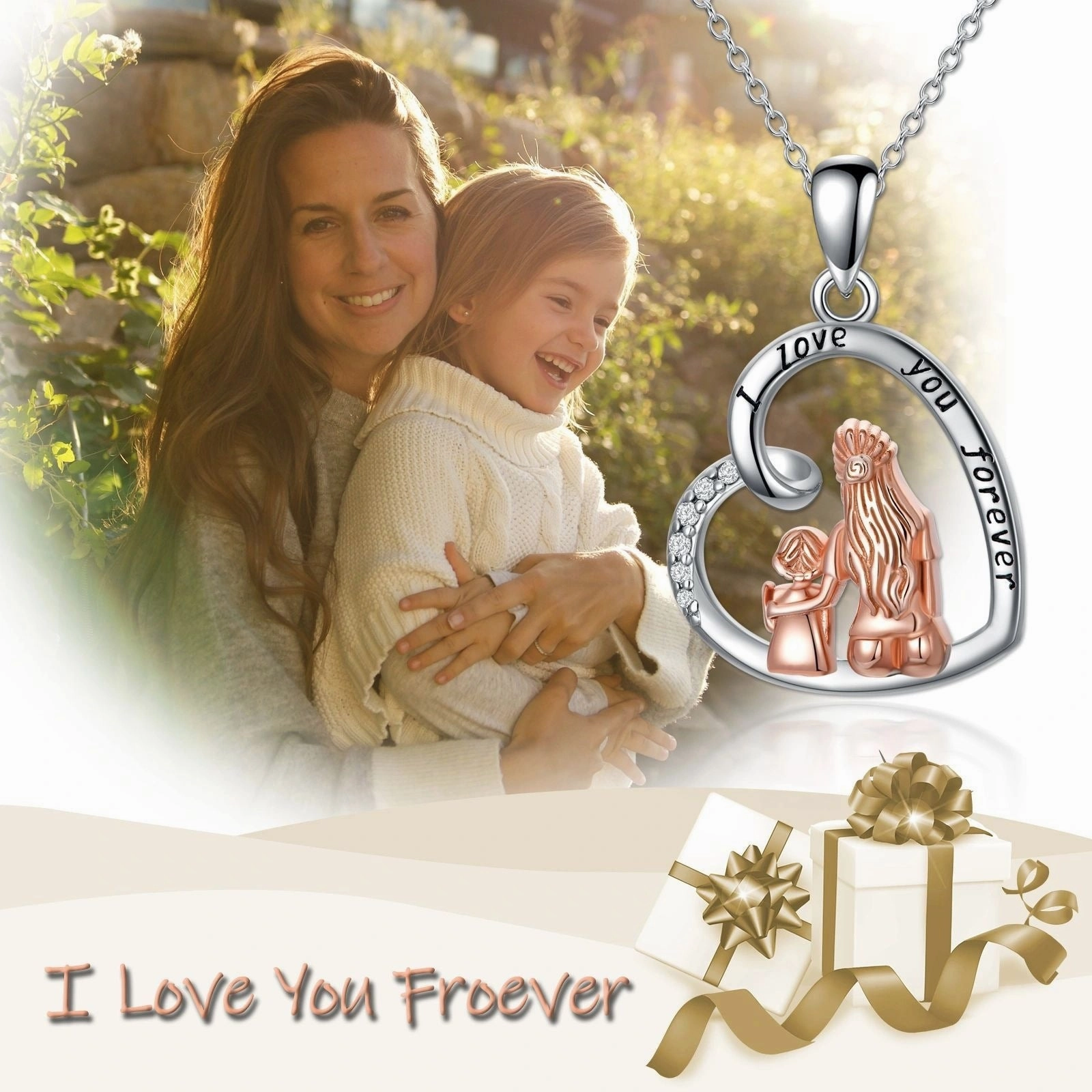 Wholesale Heart Shaped Mother's Day Mother and Daughter Necklace