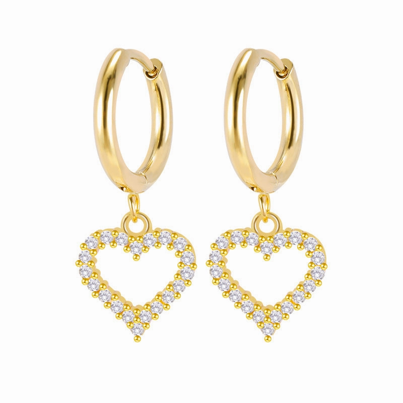Wholesale Hollow Heart Earrings Copper