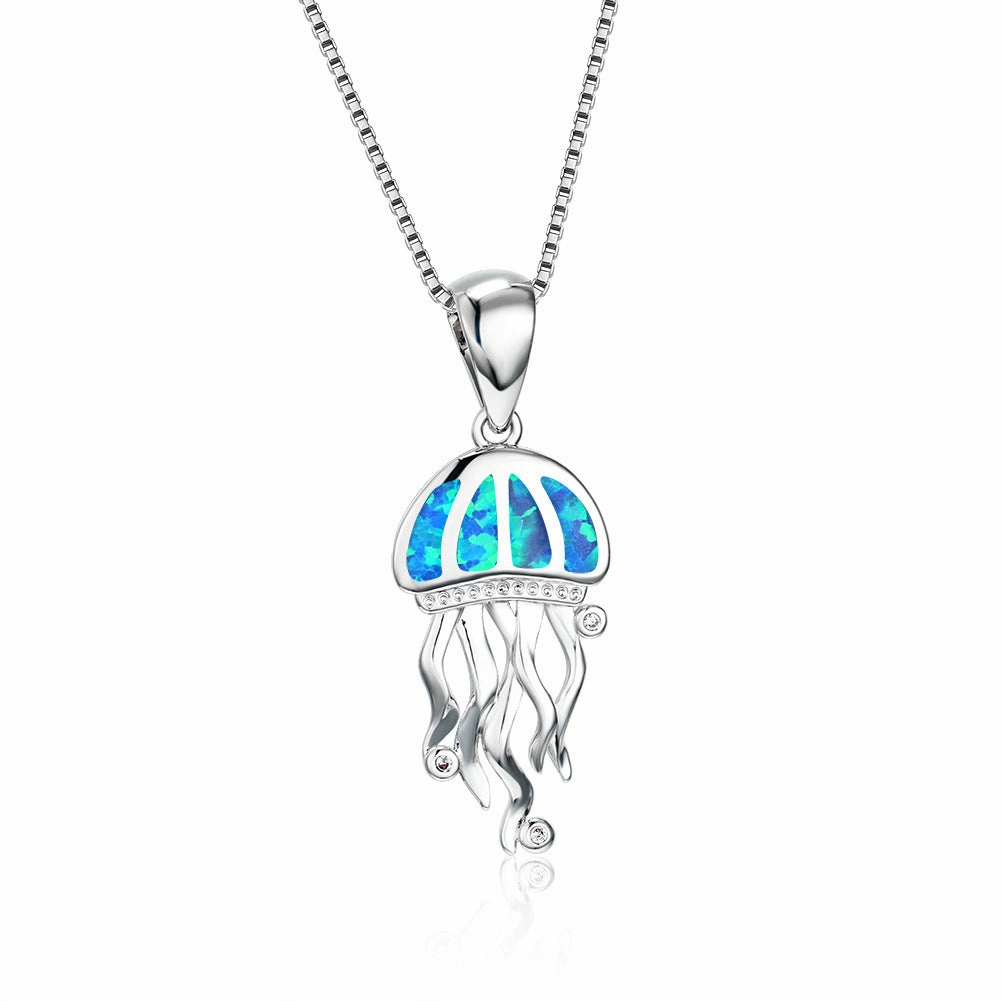 Wholesale ins platinum jellyfish necklace