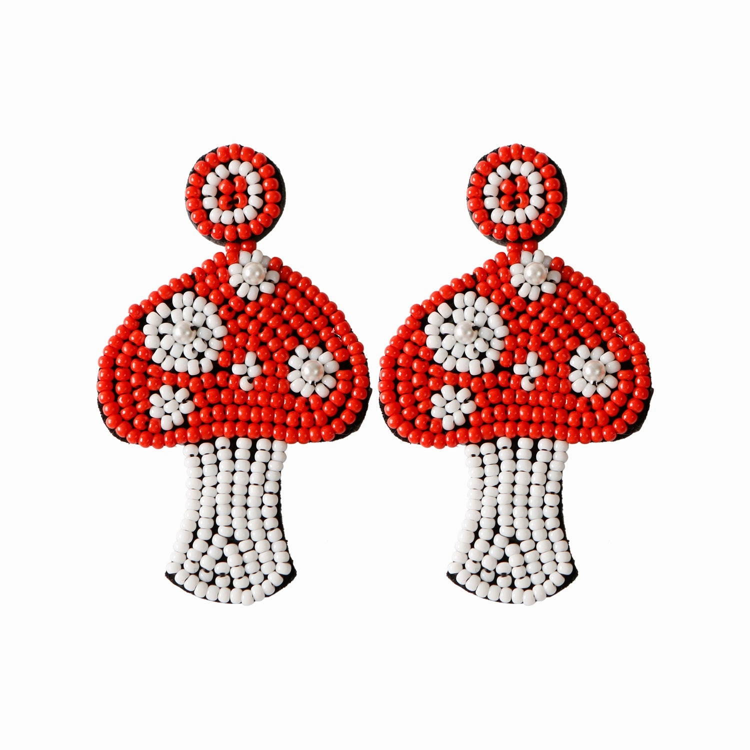 Wholesale Intangible Cultural Heritage Handicraft Plant Mushroom Earrings Handmade  Bohemian Rice Bead Earrings