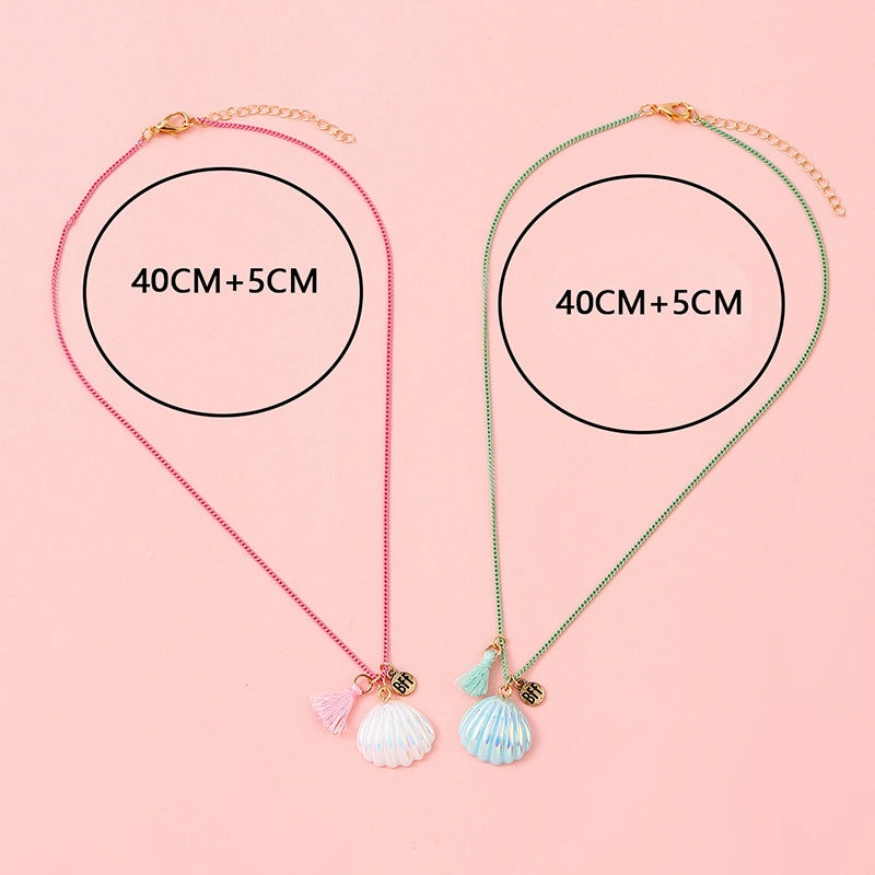 Wholesale Kids Colorful Resin Shell Tassel Pendant Necklaces