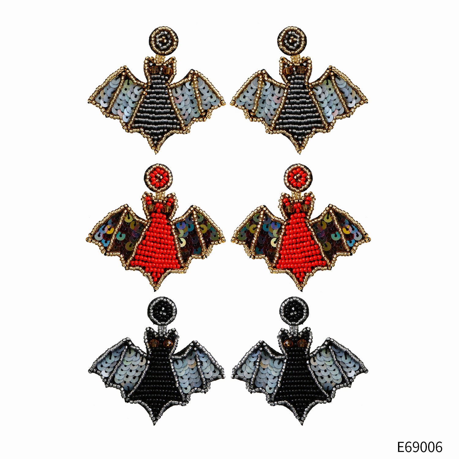 Wholesale Kill Matt Bat Hand Made Sequins Mixed Material Earrings