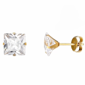 Wholesale Large Square Flash Diamond Stainless Steel Earrings