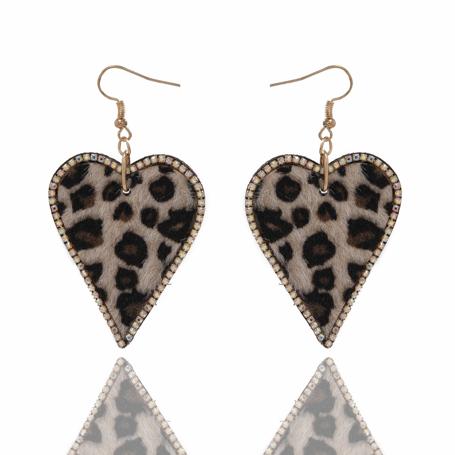 Wholesale Leopard Print Rhinestone PU Earrings