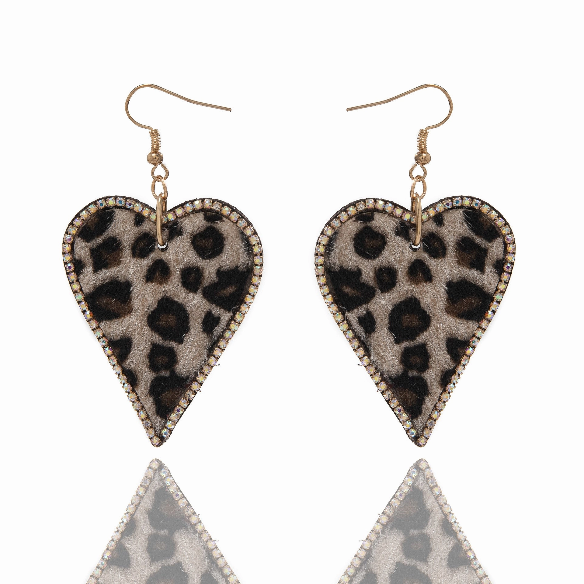 Wholesale Leopard Print Rhinestone PU Earrings