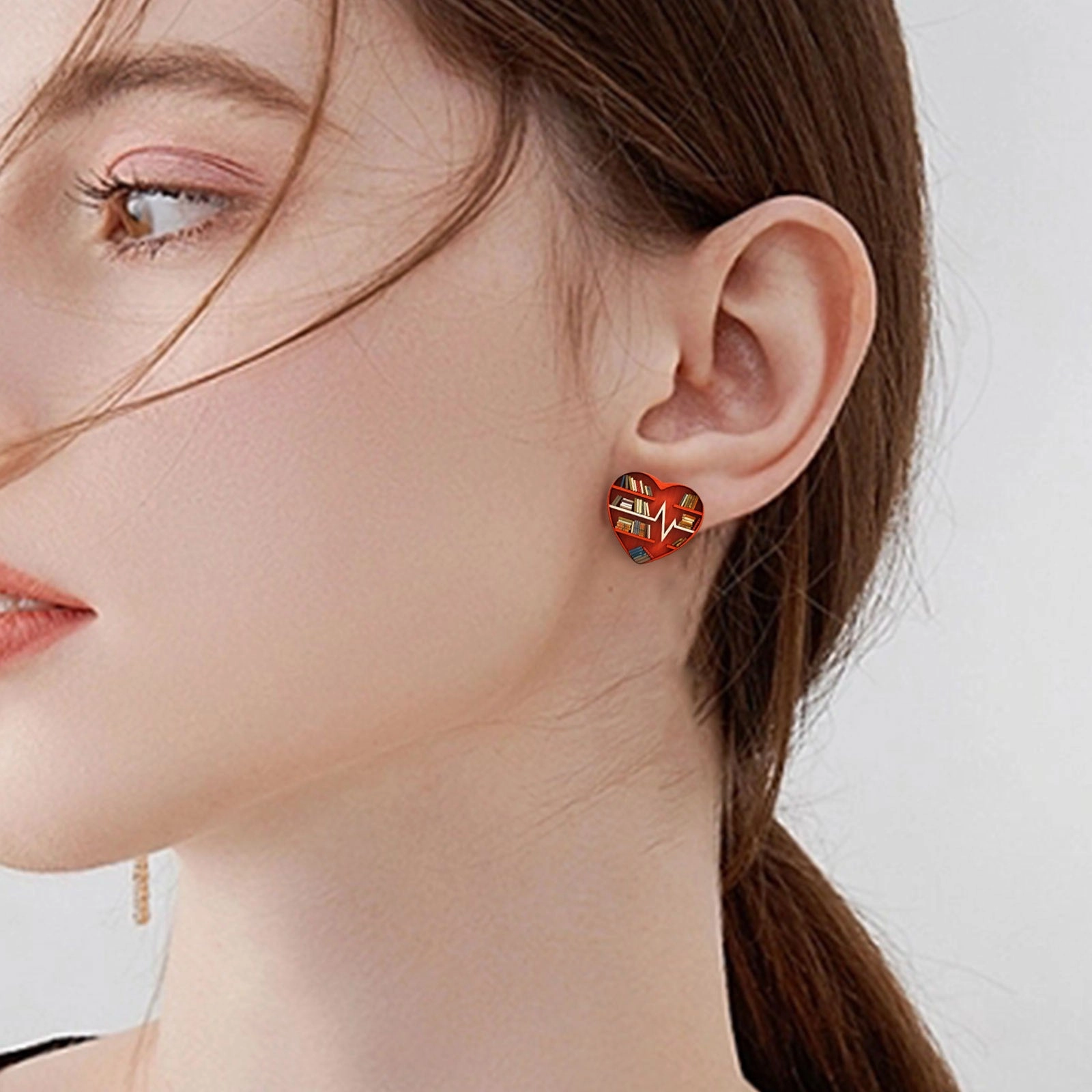 Wholesale Love Bookshelf Creative Acrylic Cartoon Earrings