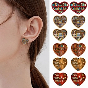 Wholesale Love Bookshelf Creative Acrylic Cartoon Earrings