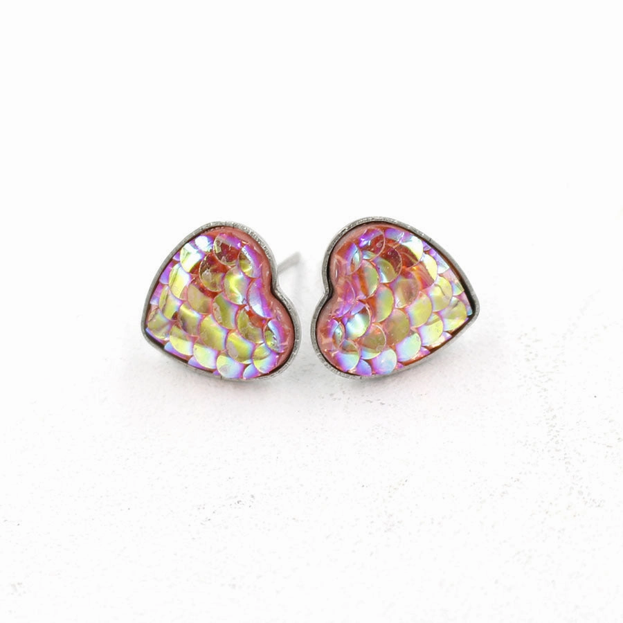 Wholesale Love Shape Fish Scale Sequin Earrings