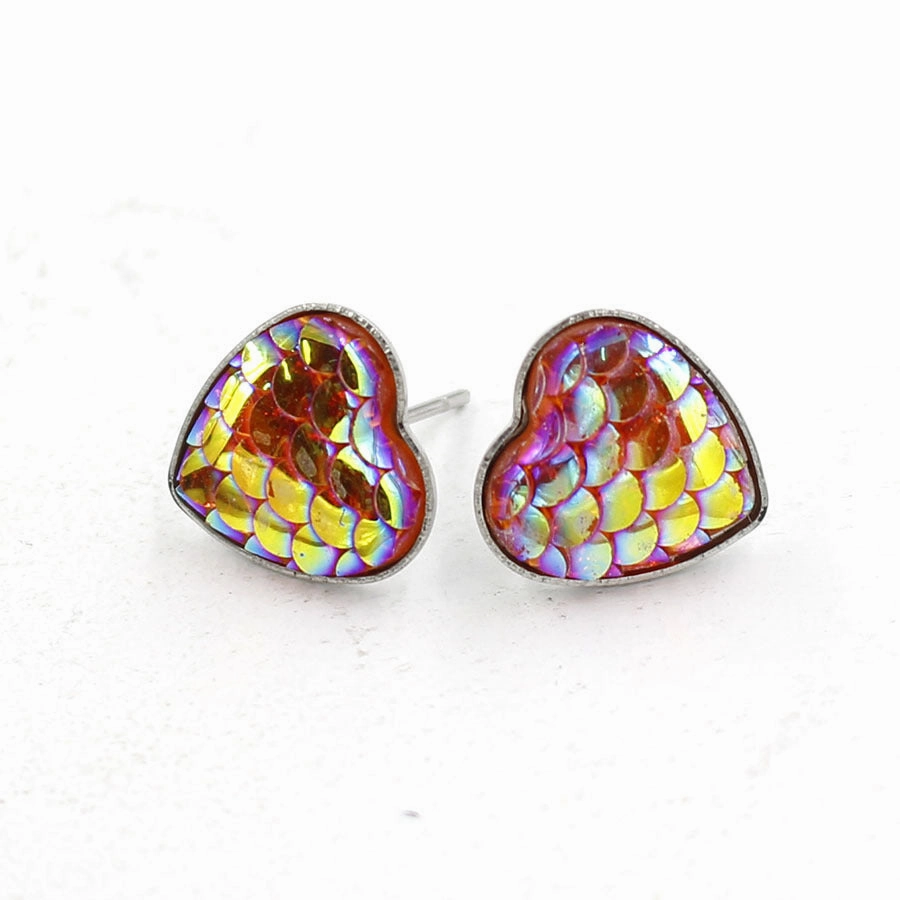 Wholesale Love Shape Fish Scale Sequin Earrings