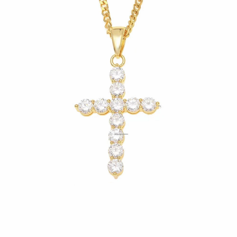 Wholesale Men's necklace with zircon cross pendant