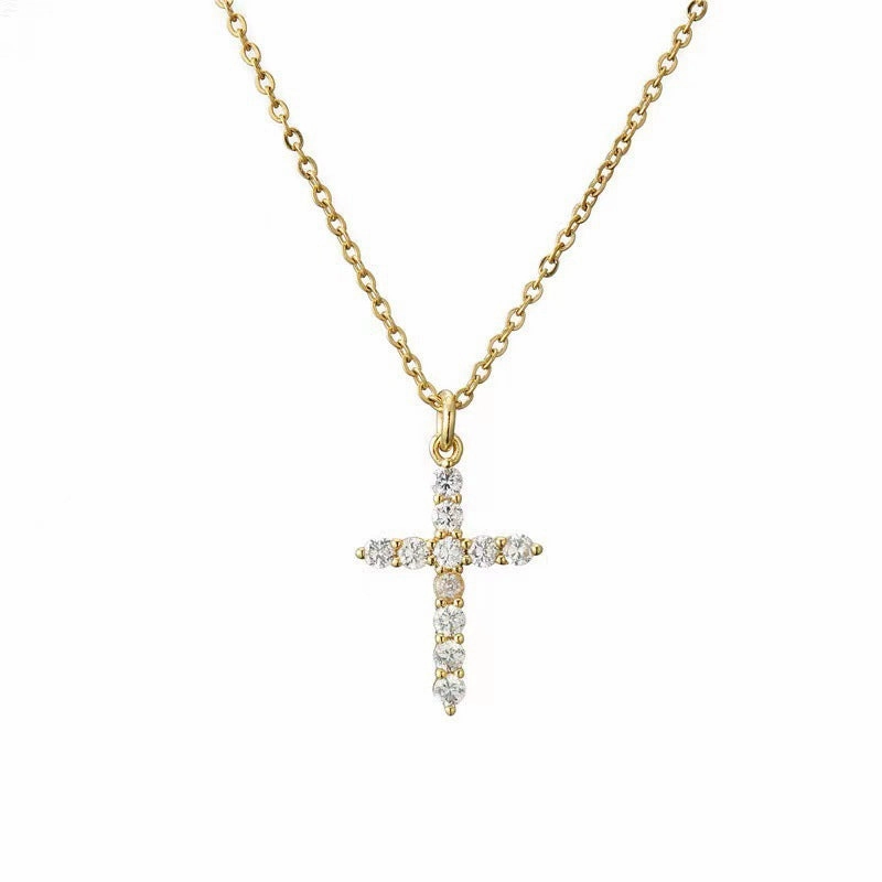 Wholesale Men's necklace with zircon cross pendant
