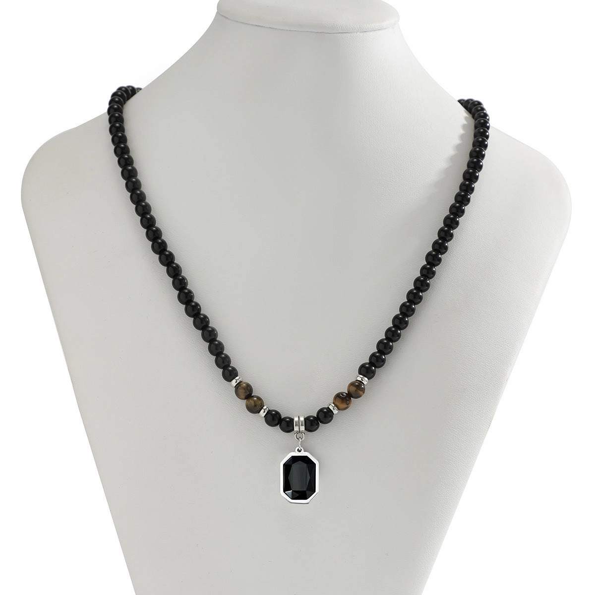 Wholesale men's tiger stone beaded necklace clavicle chain
