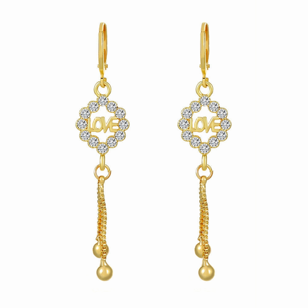 Wholesale Metal Geometric Alphabet Heart Alloy Earrings