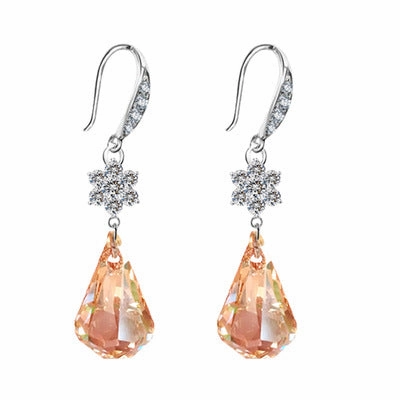 Wholesale Micro Paved Zircon Artificial Crystal Super Flash Diamond Tassel Earrings