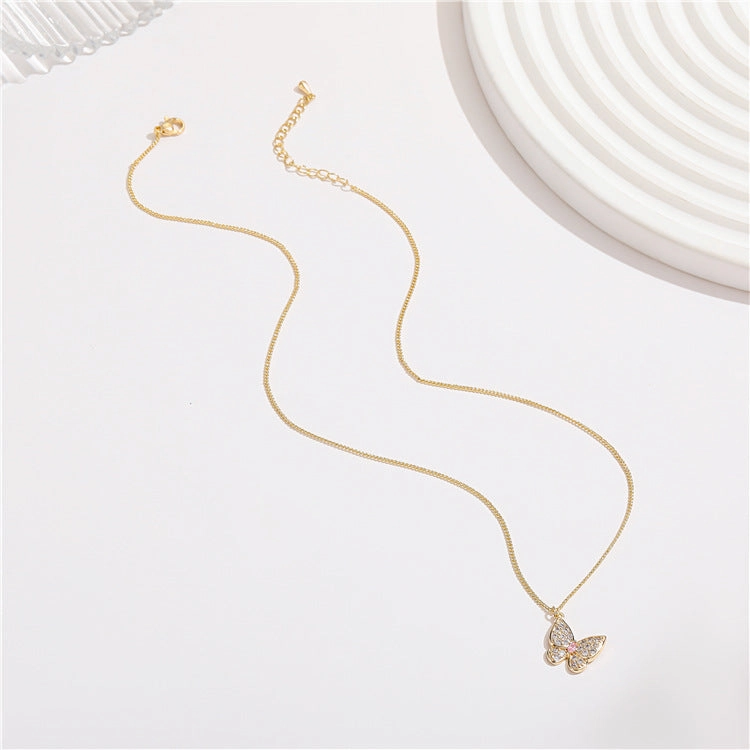 Wholesale Micropaved Zirconia Butterfly Necklace Collarbone Chain
