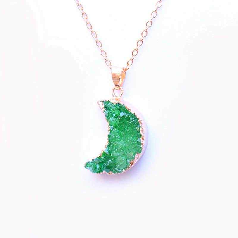 Wholesale Moon Pendant Natural Agate Stone Necklace