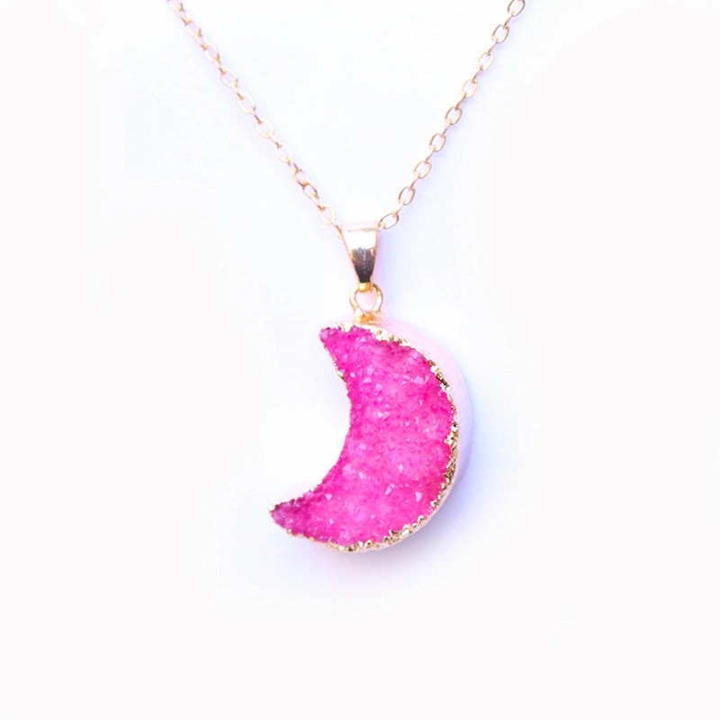 Wholesale Moon Pendant Natural Agate Stone Necklace