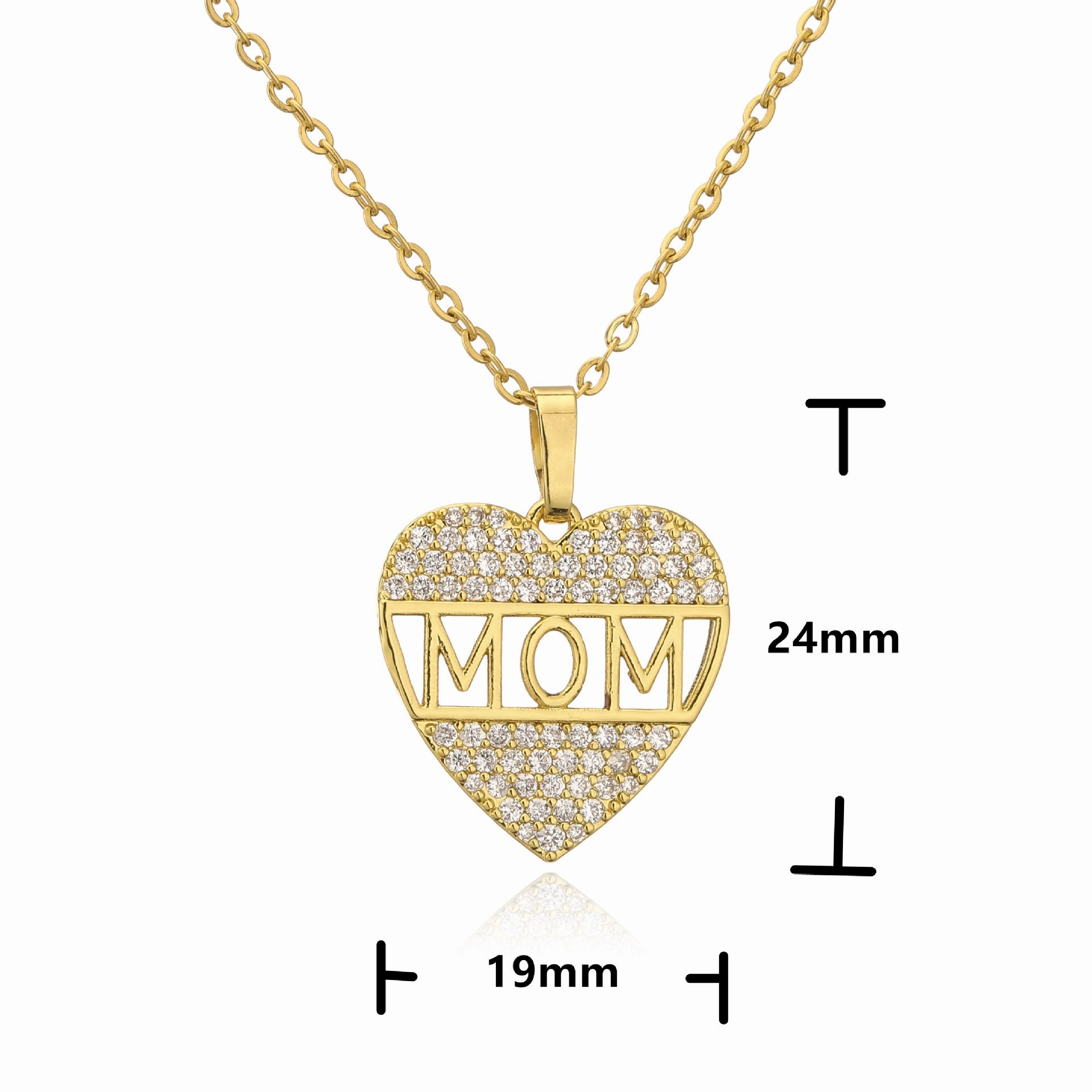 Wholesale Mother's Day Gift Copper 18K Gold Plated Zircon MAMA Necklace
