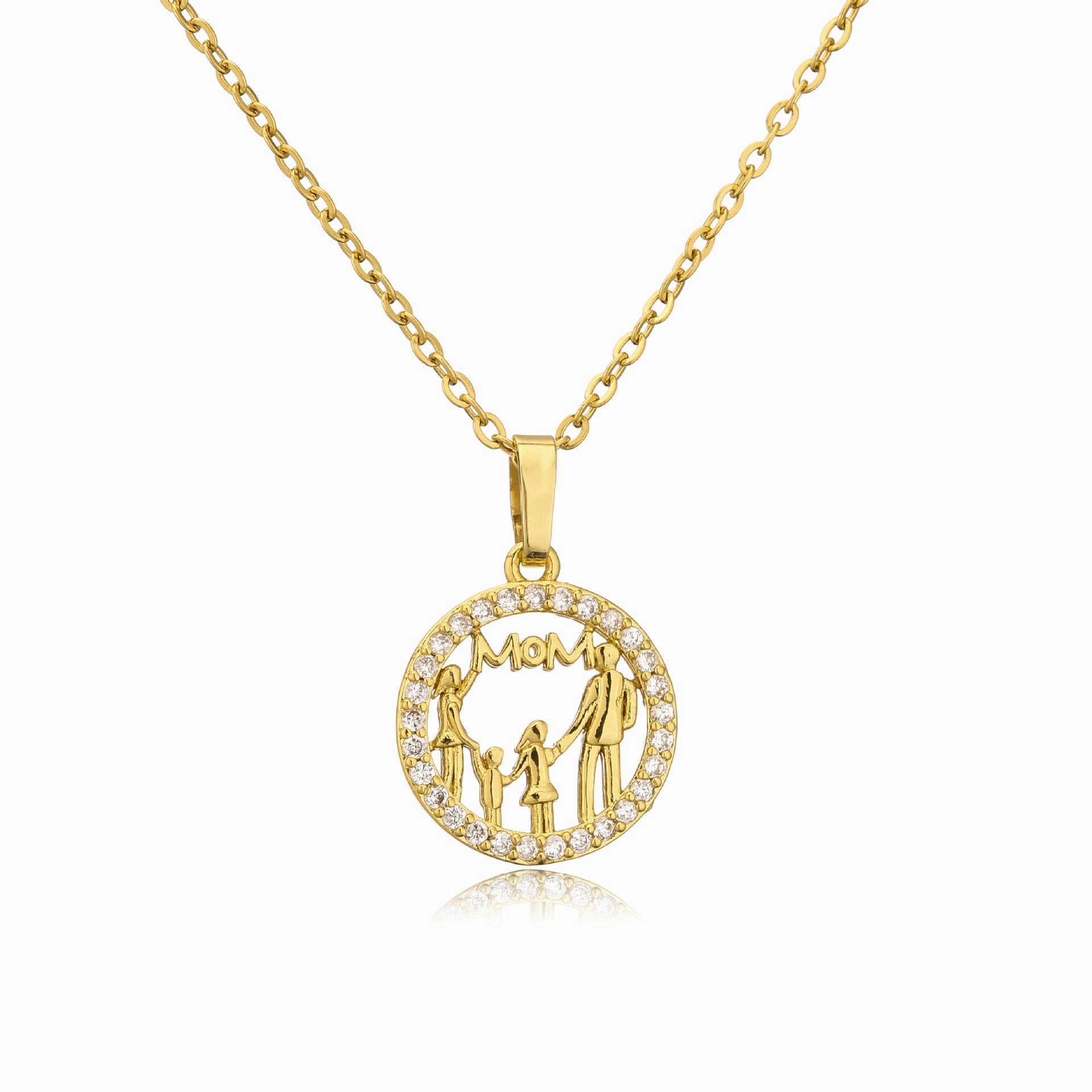 Wholesale Mother's Day Gift Copper 18K Gold Plated Zircon MAMA Necklace