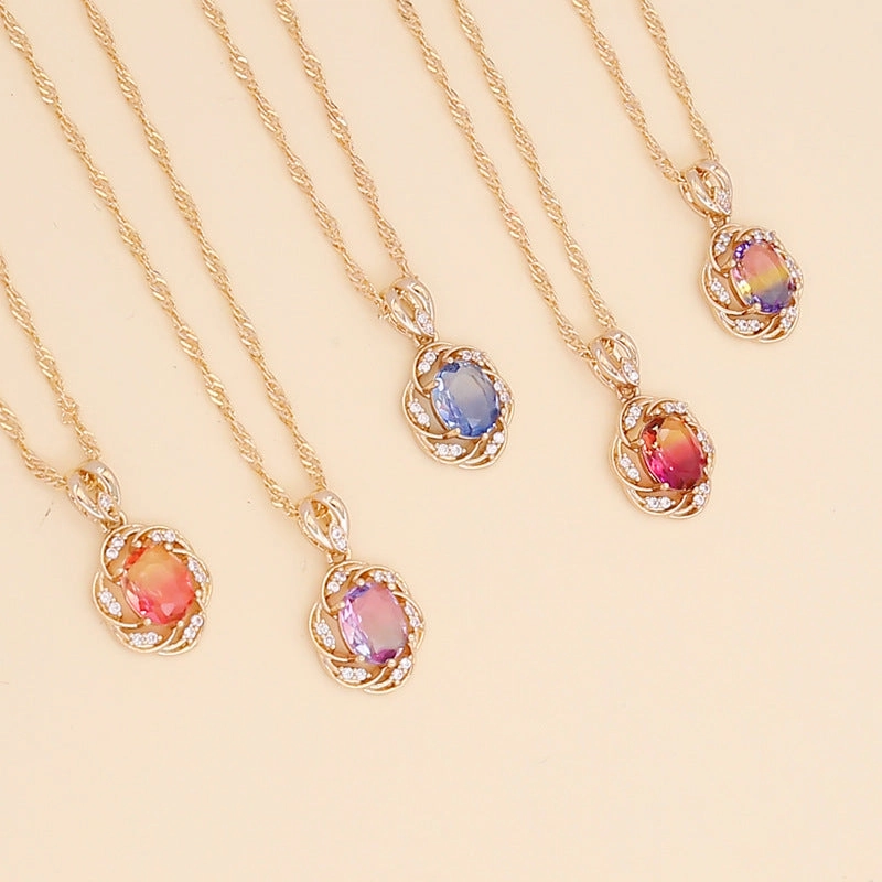 Wholesale Multi-color Diamond Sunflower Necklace