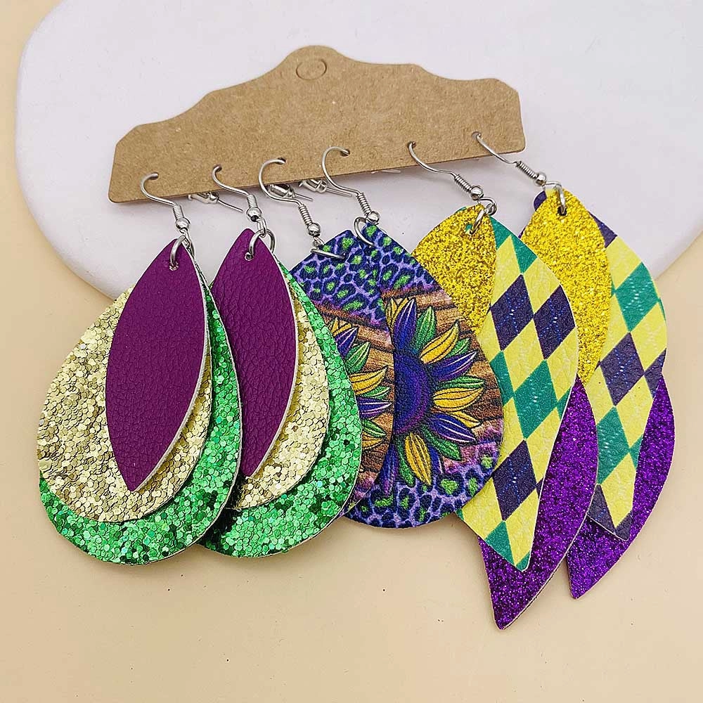 Wholesale Multi Layer Festive Leather Earrings