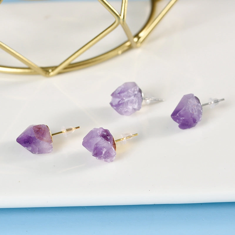 Wholesale Natural Amethyst Earrings Stud Bohemian  Earrings
