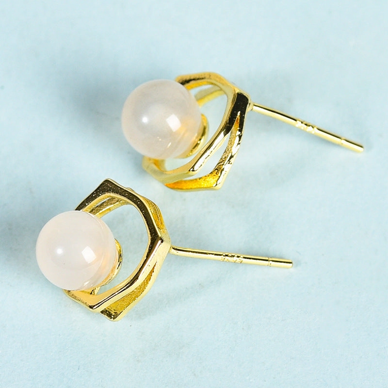 Wholesale Natural Crystal Gravel Square Round Bead Earrings