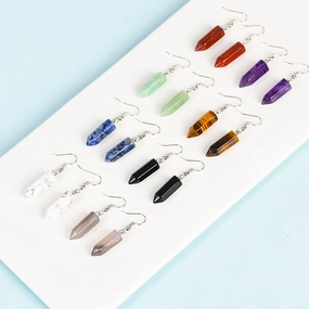 Wholesale Natural Cute Crystal Hexagonal Prism Earrings