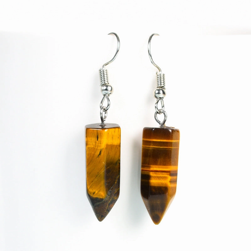 Wholesale Natural Cute Crystal Hexagonal Prism Earrings