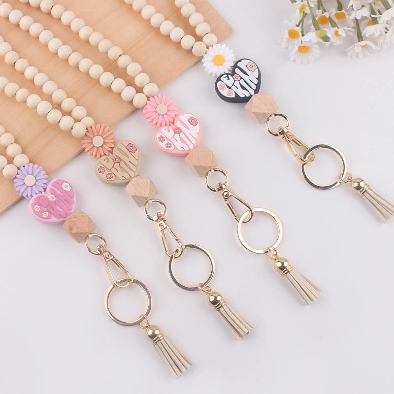 Wholesale New Wooden Bead Necklace Keychain