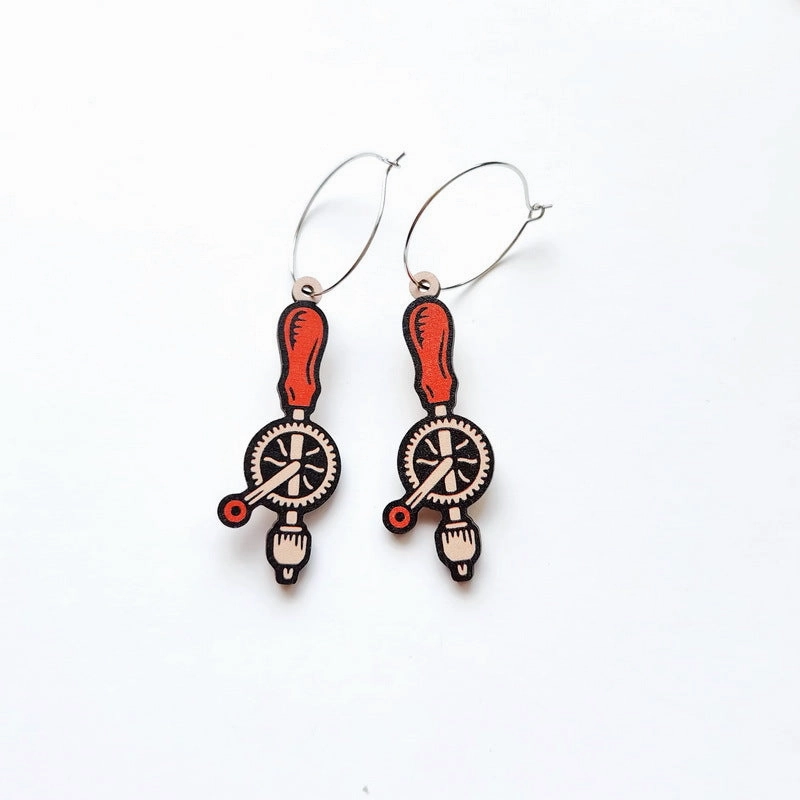 Wholesale New Wooden Hardware Tools Earrings