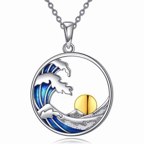 Wholesale Ocean Wave Sun Round Hollow Necklace