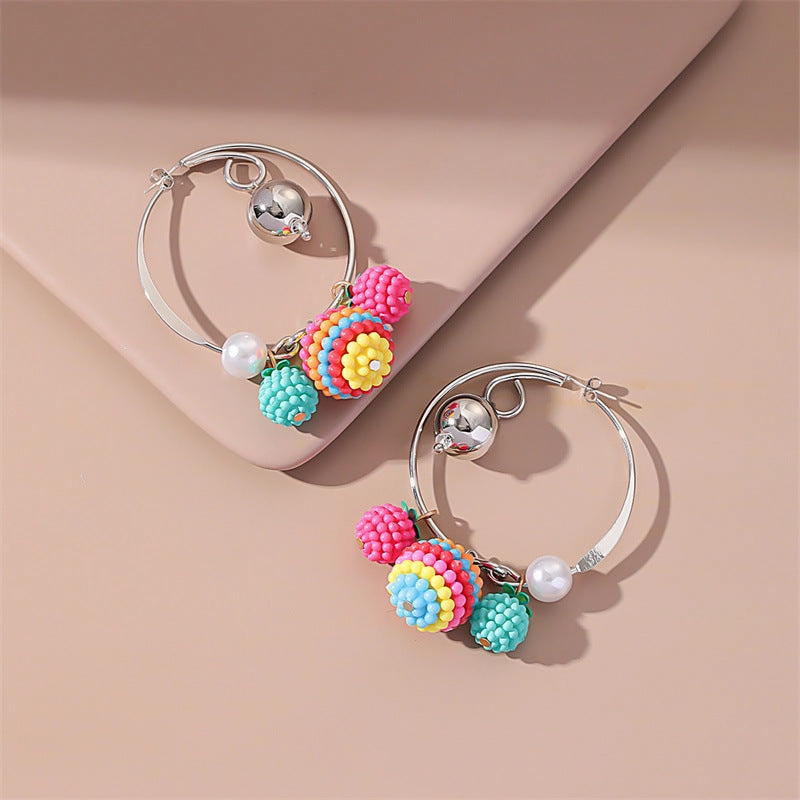Wholesale of New Ball Small Fresh Colored Resin Earrings