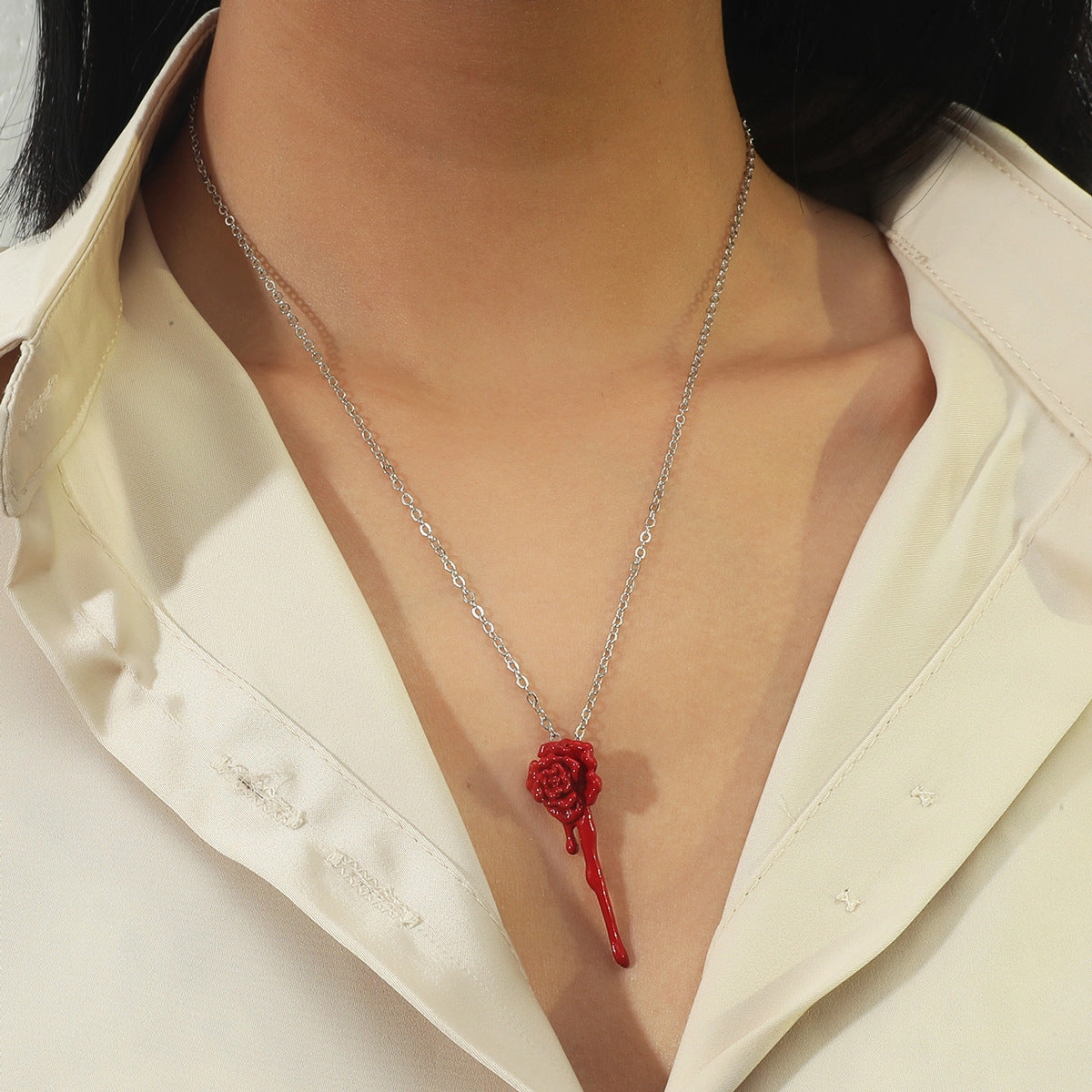 Wholesale Oil Drop Rose Clavicle Necklace Valentine's Day