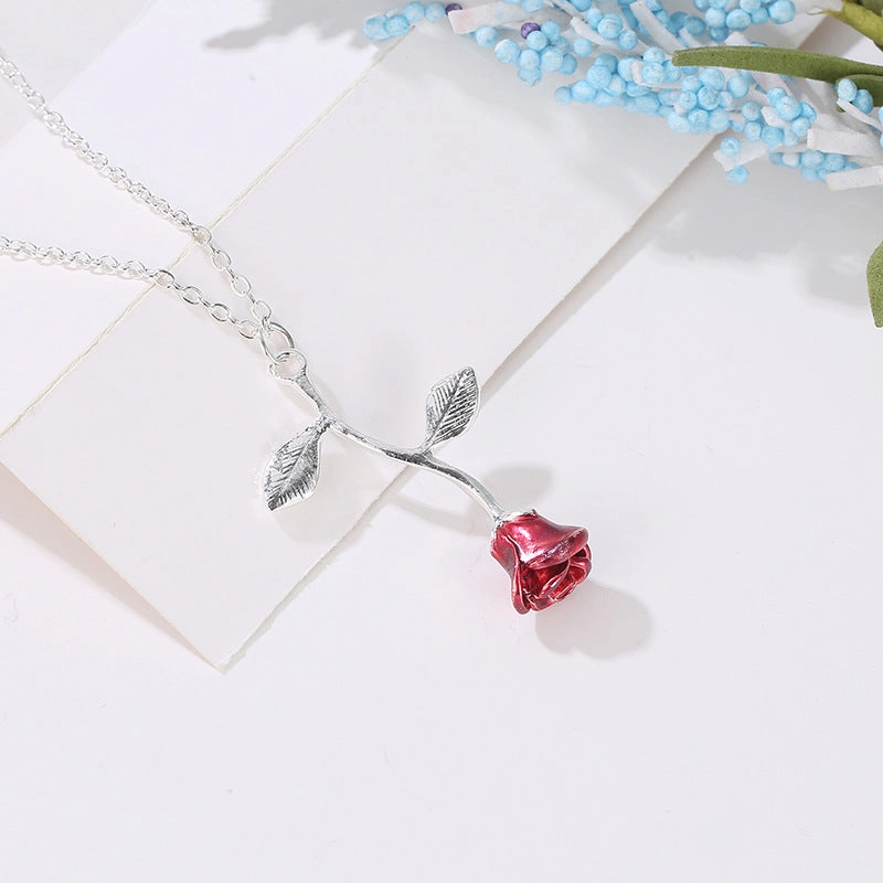 Wholesale Oil Drop Rose Clavicle Necklace Valentine's Day