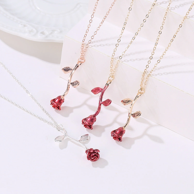 Wholesale Oil Drop Rose Clavicle Necklace Valentine's Day