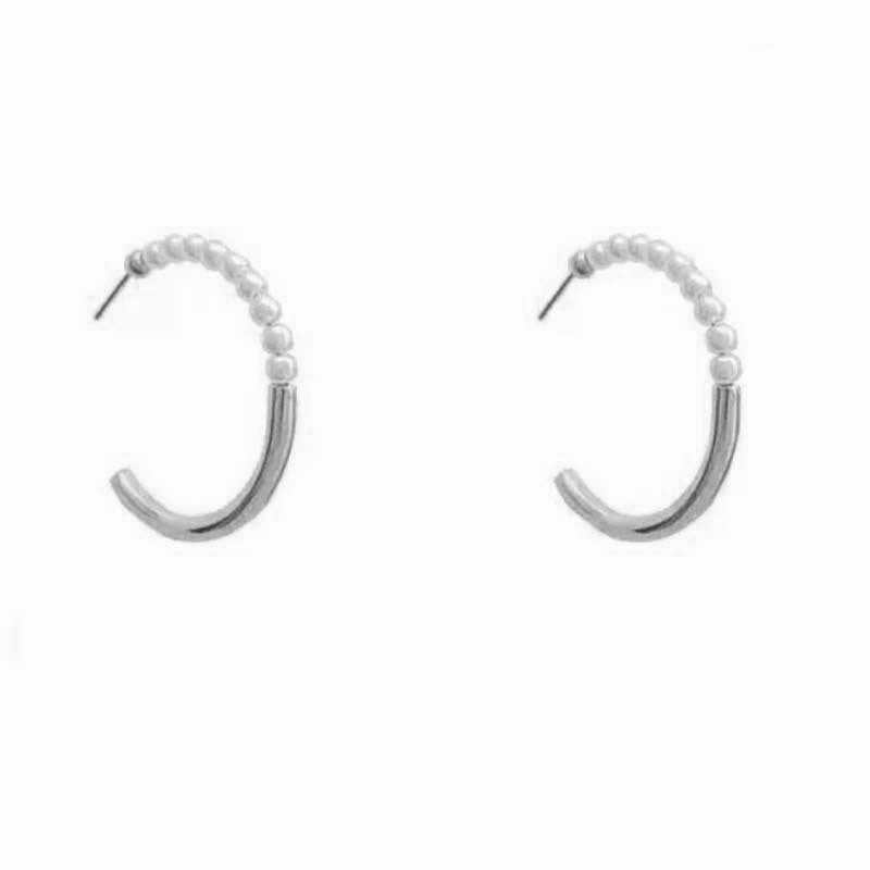 Wholesale Pearl C Shape Copper Earrings