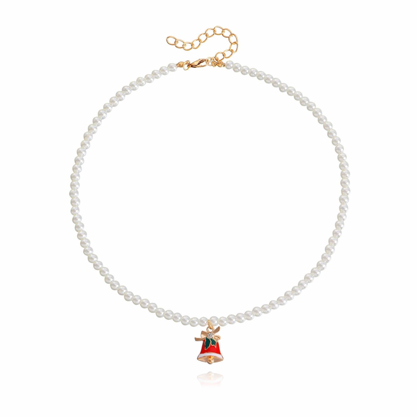 Wholesale Pearl Drop Oil Snowflake Bell Christmas Tree Necklace Sweater Chain