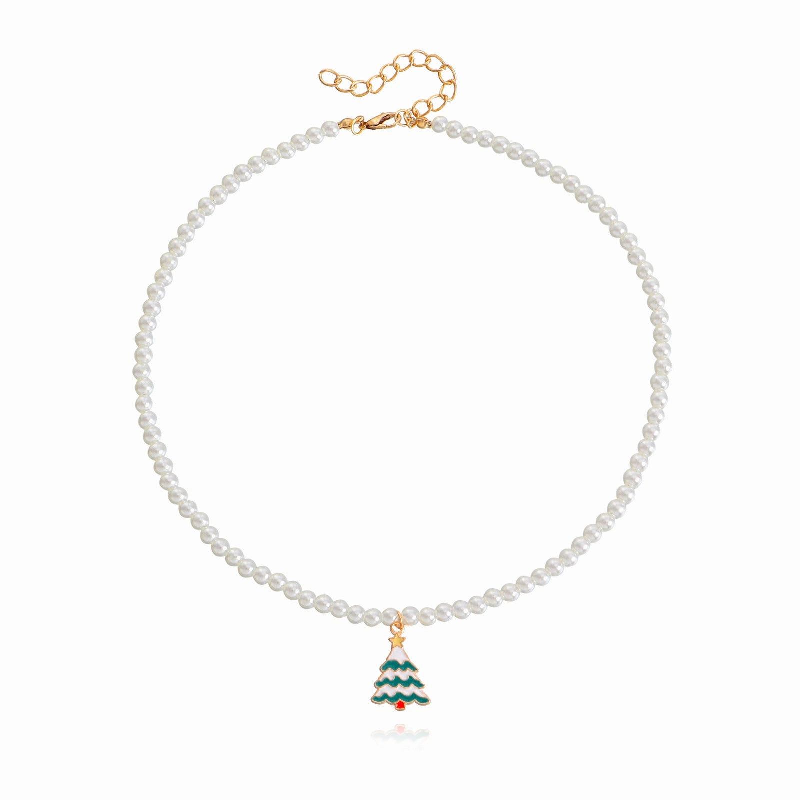 Wholesale Pearl Drop Oil Snowflake Bell Christmas Tree Necklace Sweater Chain