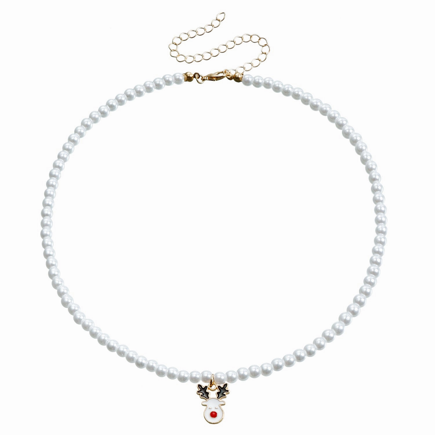 Wholesale Pearl Drop Oil Snowflake Bell Christmas Tree Necklace Sweater Chain