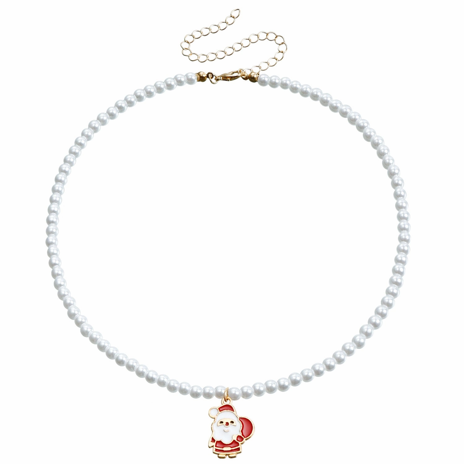 Wholesale Pearl Drop Oil Snowflake Bell Christmas Tree Necklace Sweater Chain