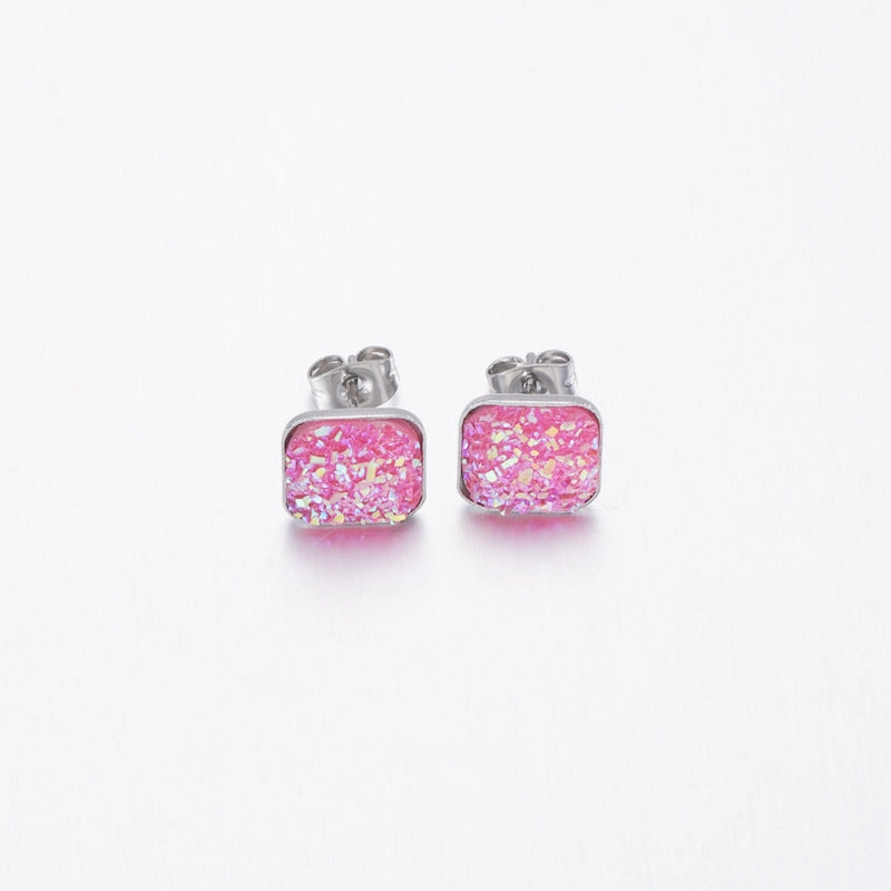 Wholesale personalized sweet multi-standard square baby's breath rhinestone earrings