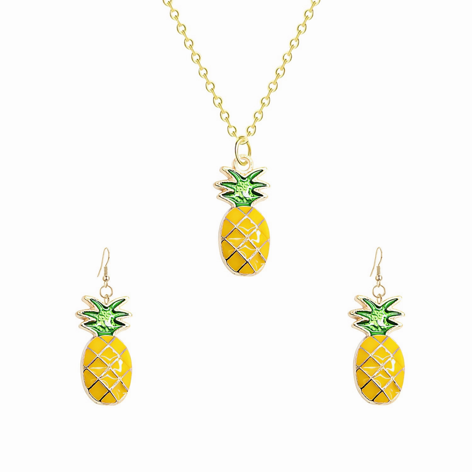 Wholesale Pineapple Metal Necklace Earrings Set