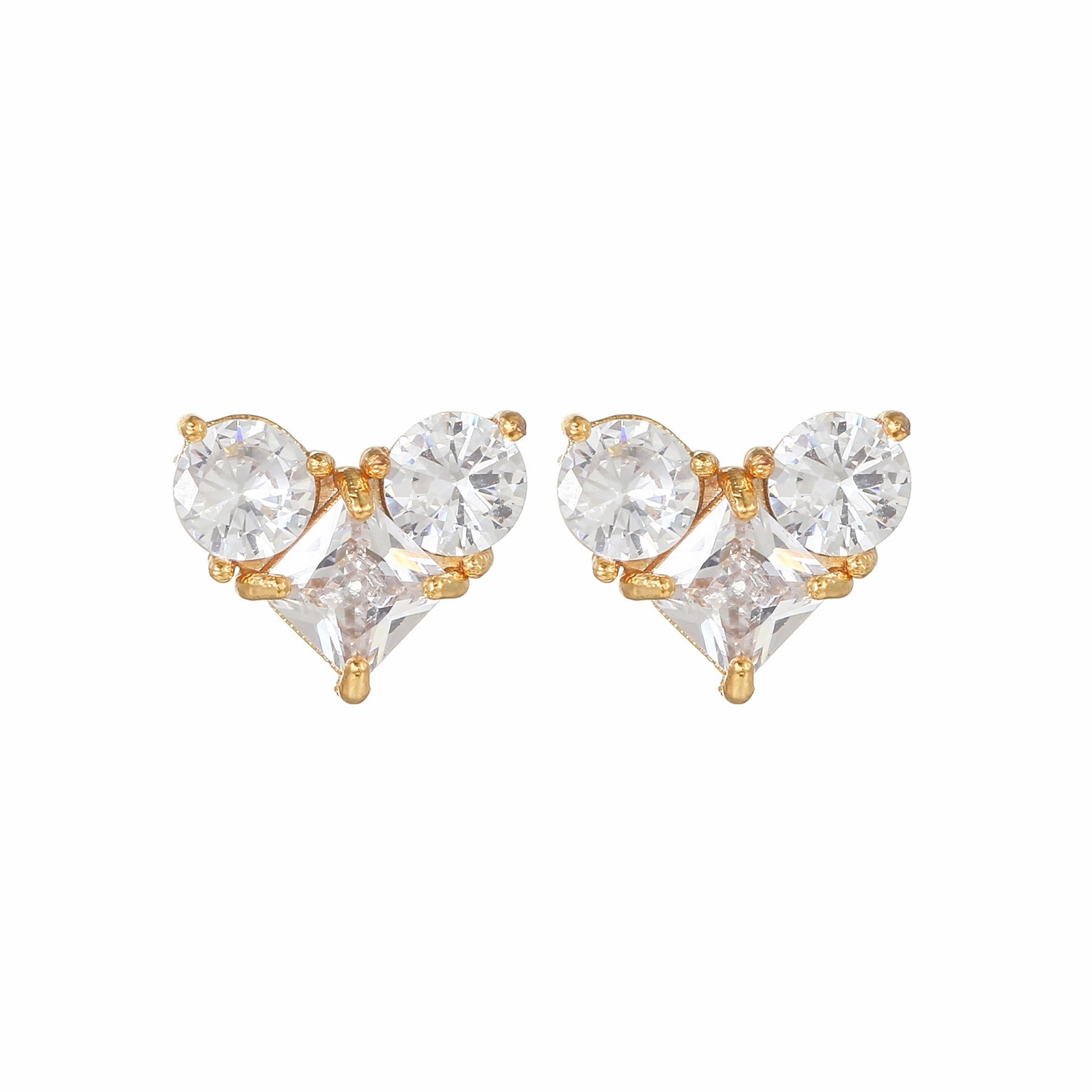 Wholesale Pink Zircon Heart 18k Earrings Copper