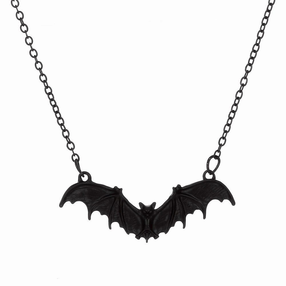 Wholesale Punk black bat Halloween exaggerated hip-hop clavicle chain